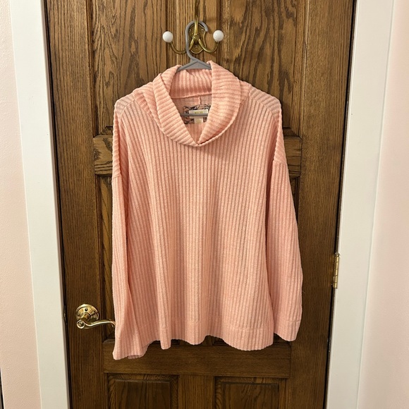 Maeve by Anthropologie Turtleneck Soft Pink Ribbed Cowl Neck Sweater Large - Picture 2 of 12